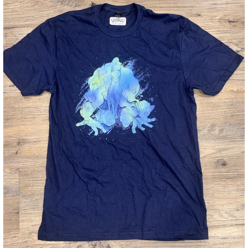 Pokémon Alolan Northern Lights Ninetales Vulpix Graphic T-Shirt Blue Women's Med